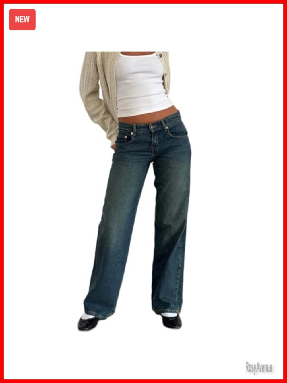 Low Rise Wide Leg Straight Jeans Y2k Boyfriend Denim Pants Mom Jeans